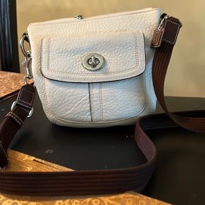 Coach leather white and brown cross body purse